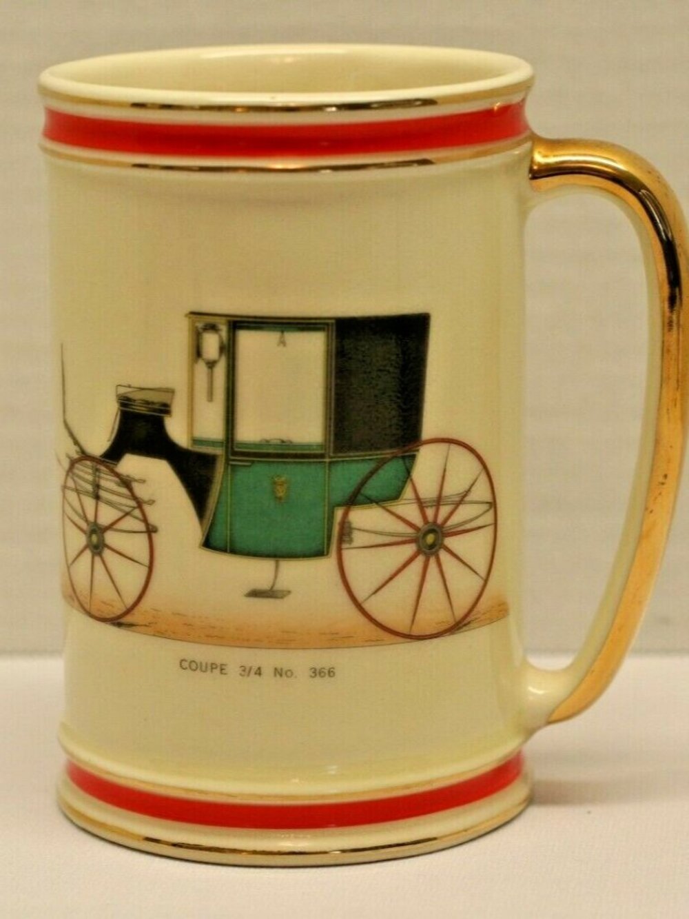VTG Hyalyn 620 Ceramic Stein Mug Coupe 3/4 No. 366 Auto Gold Tone Handle Rim EUC